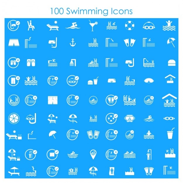 Vector gratuito 100 iconos de natación