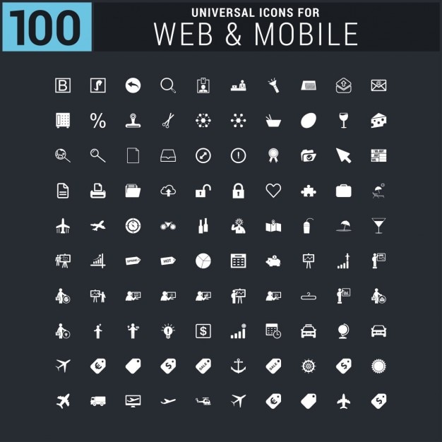 Vector gratuito 100 iconos de viaje