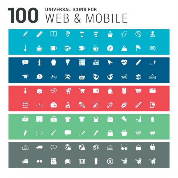 Vector gratuito 100 iconos de web y móviles