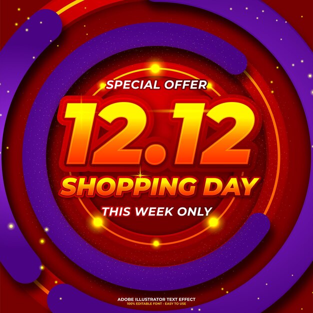 12.12 cartel de venta de compras en línea o diseño de volante.