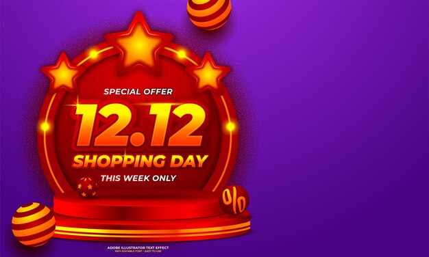 12.12 cartel de venta de compras en línea o diseño de volante.