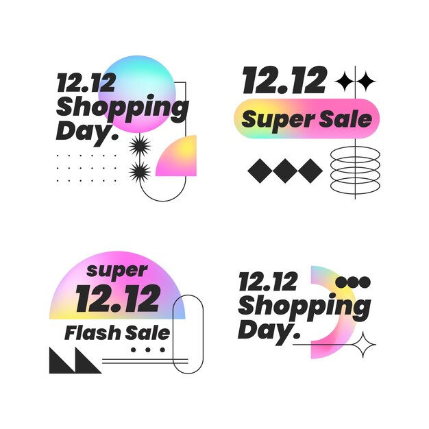12.12 colección de etiquetas de venta del día de compras