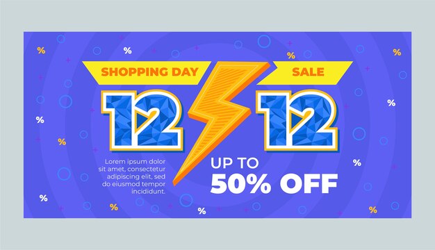 12.12 plantilla de banner plano para el día de compras