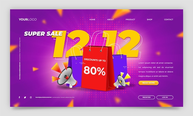 12.12 plantilla de página de destino de ventas del día de compras