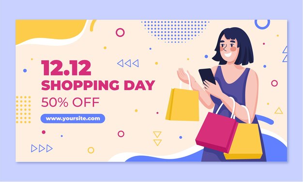 12.12 plantilla de promoción de redes sociales para el día de compras