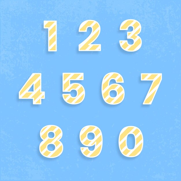 123 establecer patrón de rayas de vector de tipografía