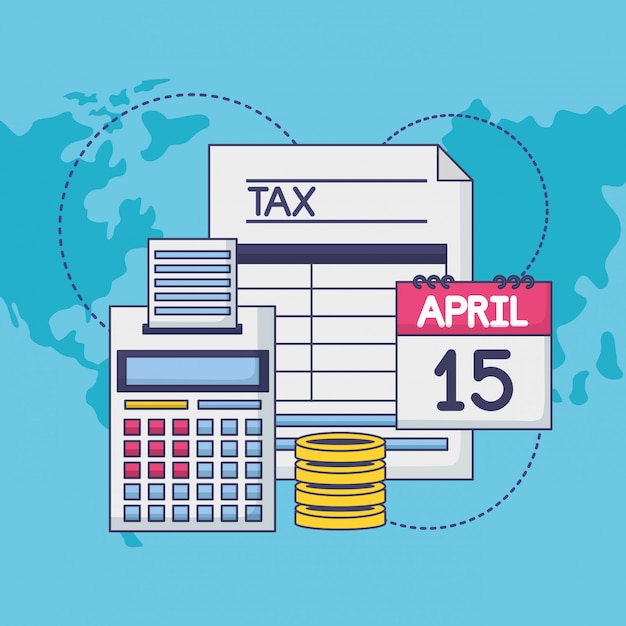 Vector gratuito 15 de abril. concepto de pago de impuestos