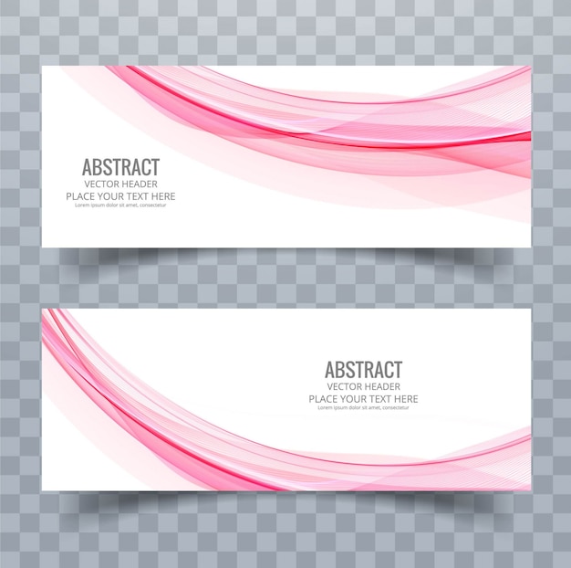 Vector gratuito 2 banners con formas onduladas rosas