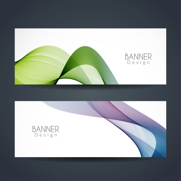 Vector gratuito 2 banners modernos con formas onduladas flotantes