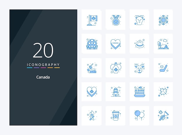 20 icono de color azul de canadá para presentación ilustración de iconos vectoriales