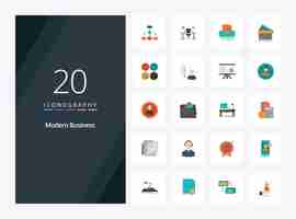 Vector gratuito 20 icono de color plano empresarial moderno para presentación ilustración de iconos vectoriales