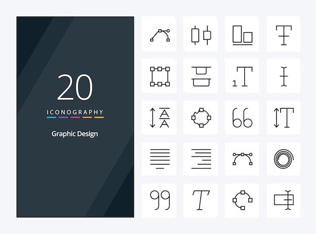 20 Icono de esquema de diseño para presentación