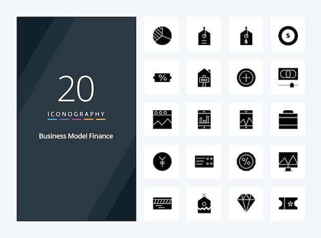 Vector gratuito 20 icono de glifo sólido de finanzas para presentación ilustración de iconos vectoriales