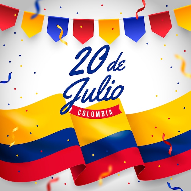 Vector gratuito 20 de julio ilustración realista