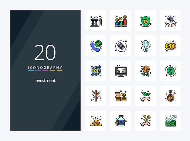 Vector gratuito 20 línea de inversión icono relleno para presentación ilustración de iconos vectoriales