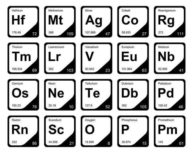 20 Tabla preiodica de los elementos Icon Pack Design