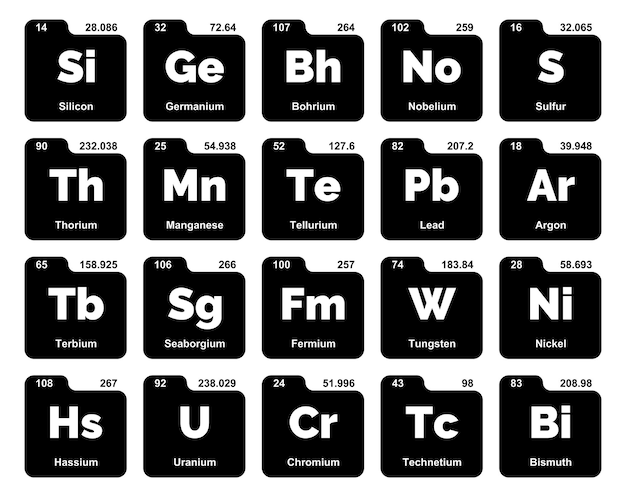20 Tabla preiodica de los elementos Icon Pack Design
