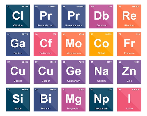 20 Tabla preiodica de los elementos Icon Pack Design