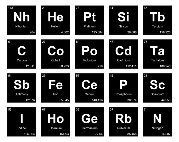 20 Tabla preiodica de los elementos Icon Pack Design