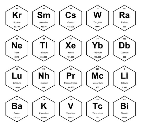 20 Tabla preiodica de los elementos Icon Pack Design