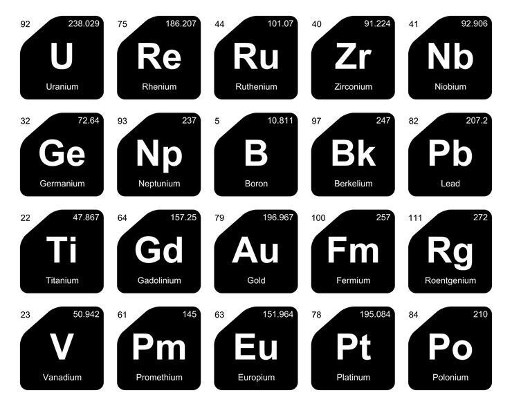 Vector gratuito 20 tabla preiodica de los elementos icon pack design