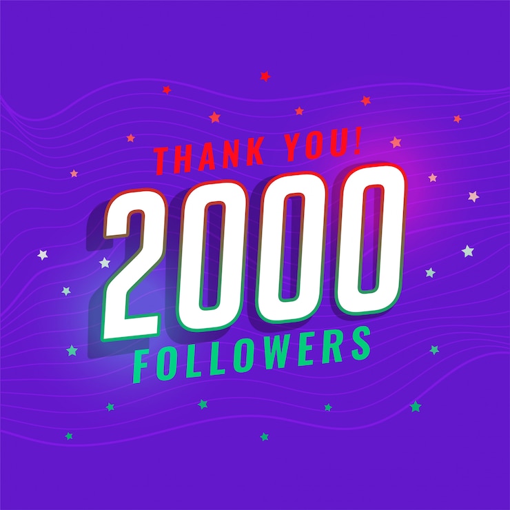 Vector gratuito 2000 seguidores en redes sociales diseño de publicaciones
