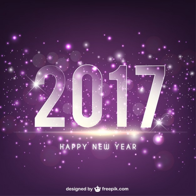 2017 brillante en un fondo morado