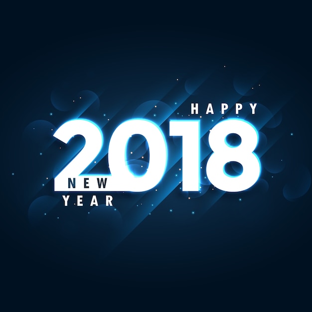 2018 feliz año nuevo fondo azul con efecto brillante