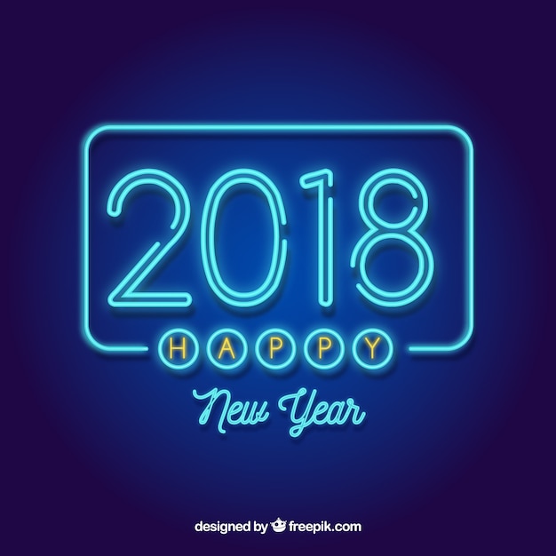 Vector gratuito 2018 feliz año nuevo en neón