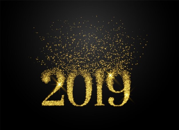 2019 escrito en destellos y estilo brillo.