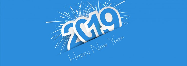 Vector gratuito 2019 feliz año nuevo banner celebración colorida