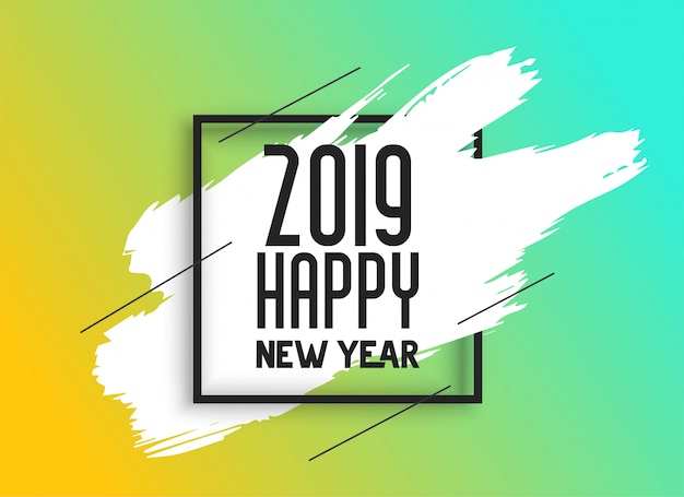 2019 feliz año nuevo fondo con pincelada de tinta