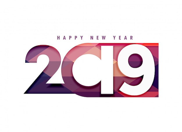 Vector gratuito 2019 feliz año nuevo texto creativo en estilo papercut