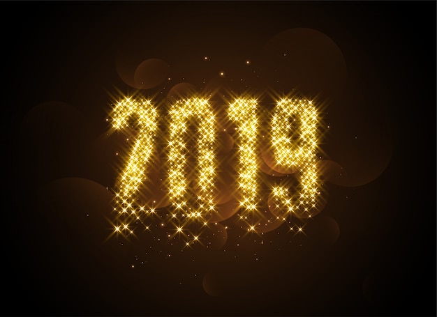 2019 writtern en sparles brillantes dorados