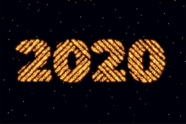 2020 feliz año nuevo brillo dorado