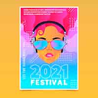 Vector gratuito 2021 cartel ilustrado del festival de música