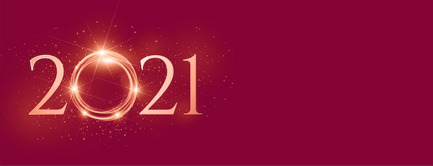 2021 feliz año nuevo diseño de banner brillante con espacio de texto