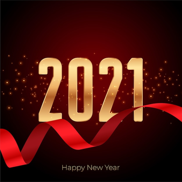 2021 feliz año nuevo fondo dorado con cinta