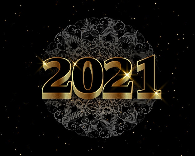 2021 fondo decorativo feliz año nuevo negro y dorado