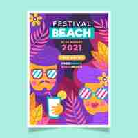 Vector gratuito 2021 ilustrado concepto de cartel del festival de música