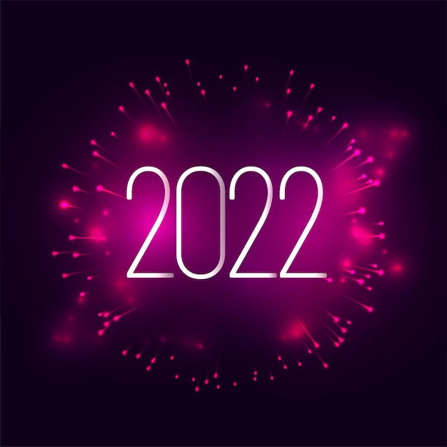 Vector gratuito 2022 año nuevo diseño de tarjeta de felicitación rosa púrpura brillante