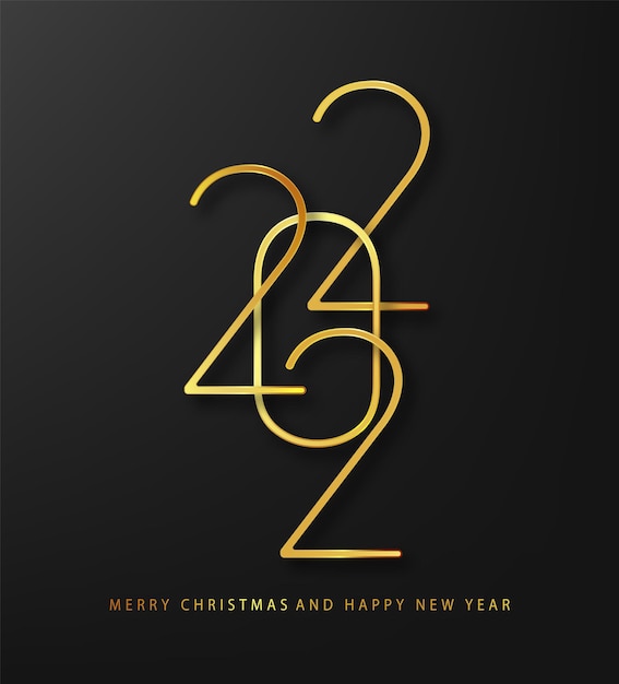 2022 Año Nuevo. Saludo diseño oro número del año. Elegante texto dorado 2022.