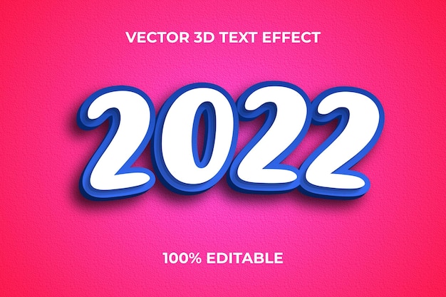 2022 diseño de efecto de texto editable 3d