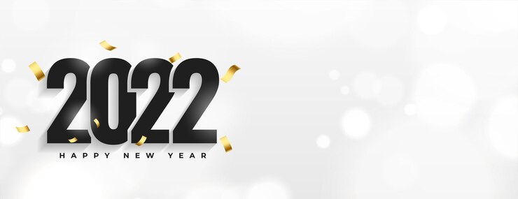 Vector gratuito 2022 efecto de texto feliz año nuevo con confeti dorado y fondo bokeh