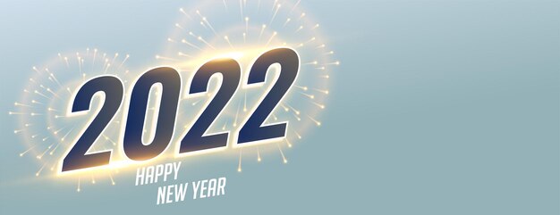 2022 feliz año nuevo banner moderno con fuegos artificiales