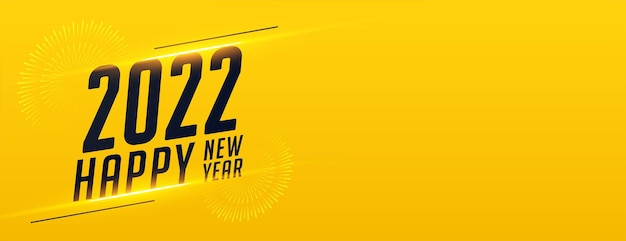 2022 feliz año nuevo celebración diseño de banner amarillo