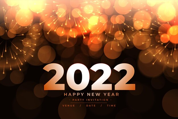 2022 feliz año nuevo diseño de fondo bokeh brillante