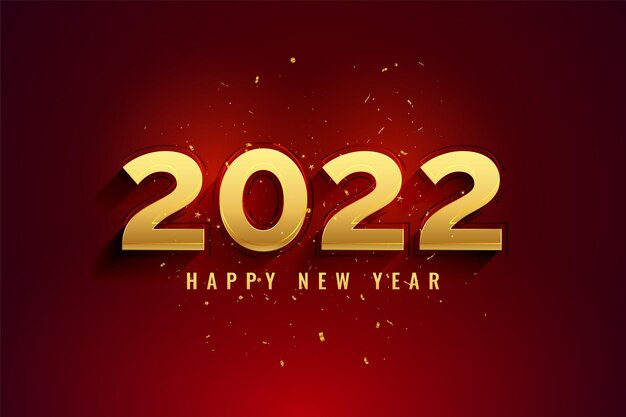 2022 feliz año nuevo diseño de saludo de texto dorado