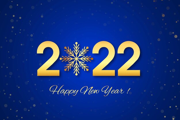 2022 feliz año nuevo diseño de tarjeta de celebración de texto dorado