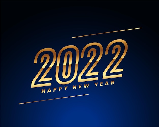 2022 feliz año nuevo diseño de tarjeta de deseos dorados